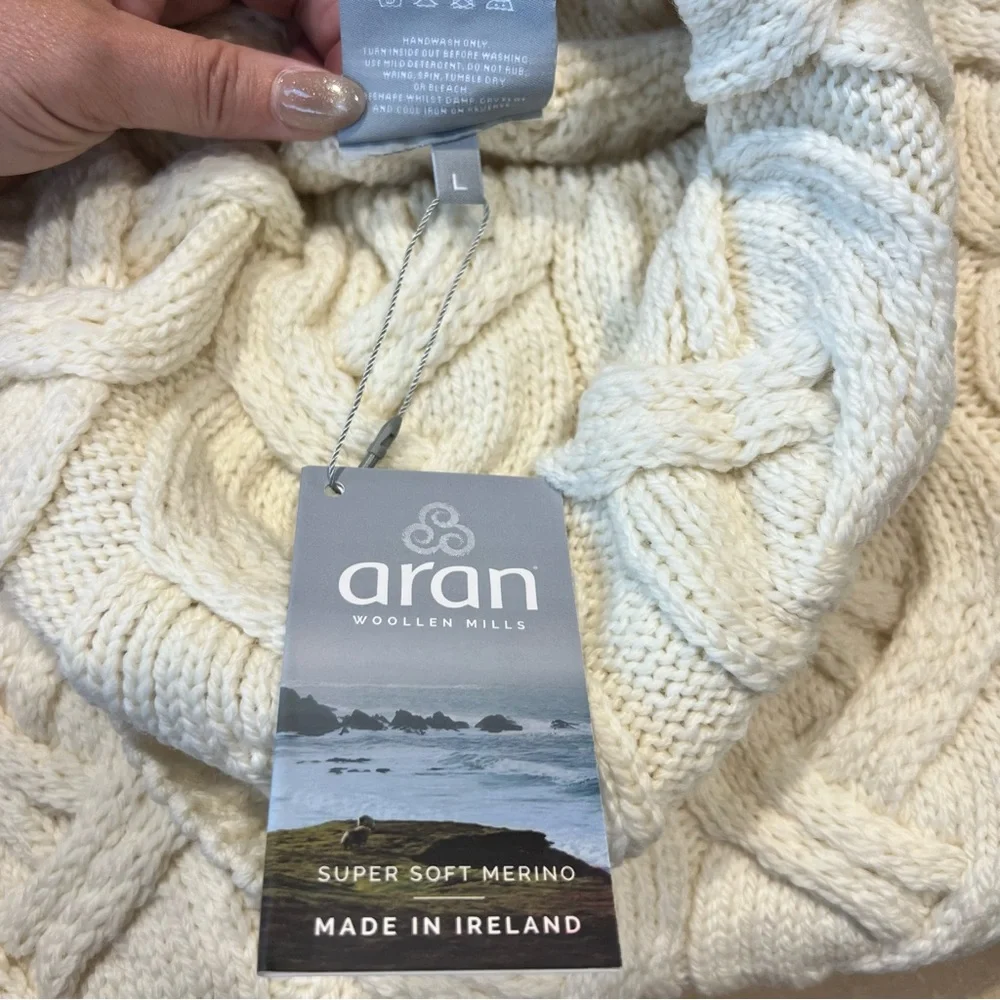 Aran Crafts NEW Cream Cowl neck Cable Knit sweater - Picture 4 of 10